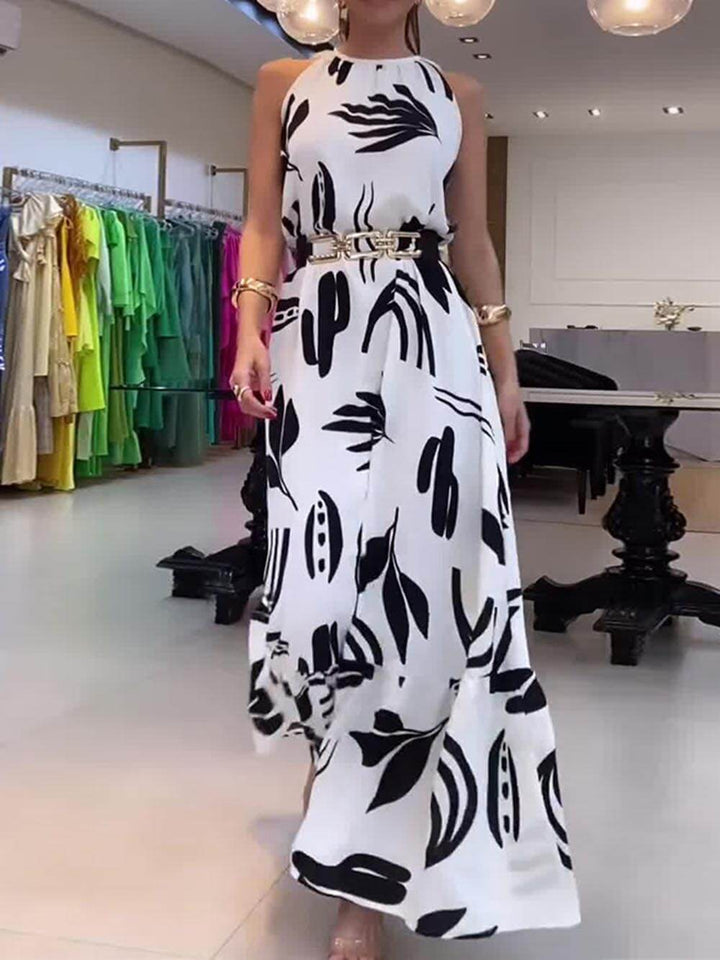 Isabeau | Maxi Jurk met Abstracte Print