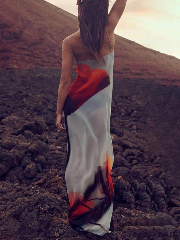 Seraphine | Maxi Jurk met Artistieke Print