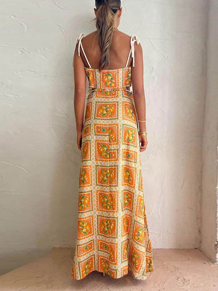Elin | Maxi Jurk met Artistieke Print