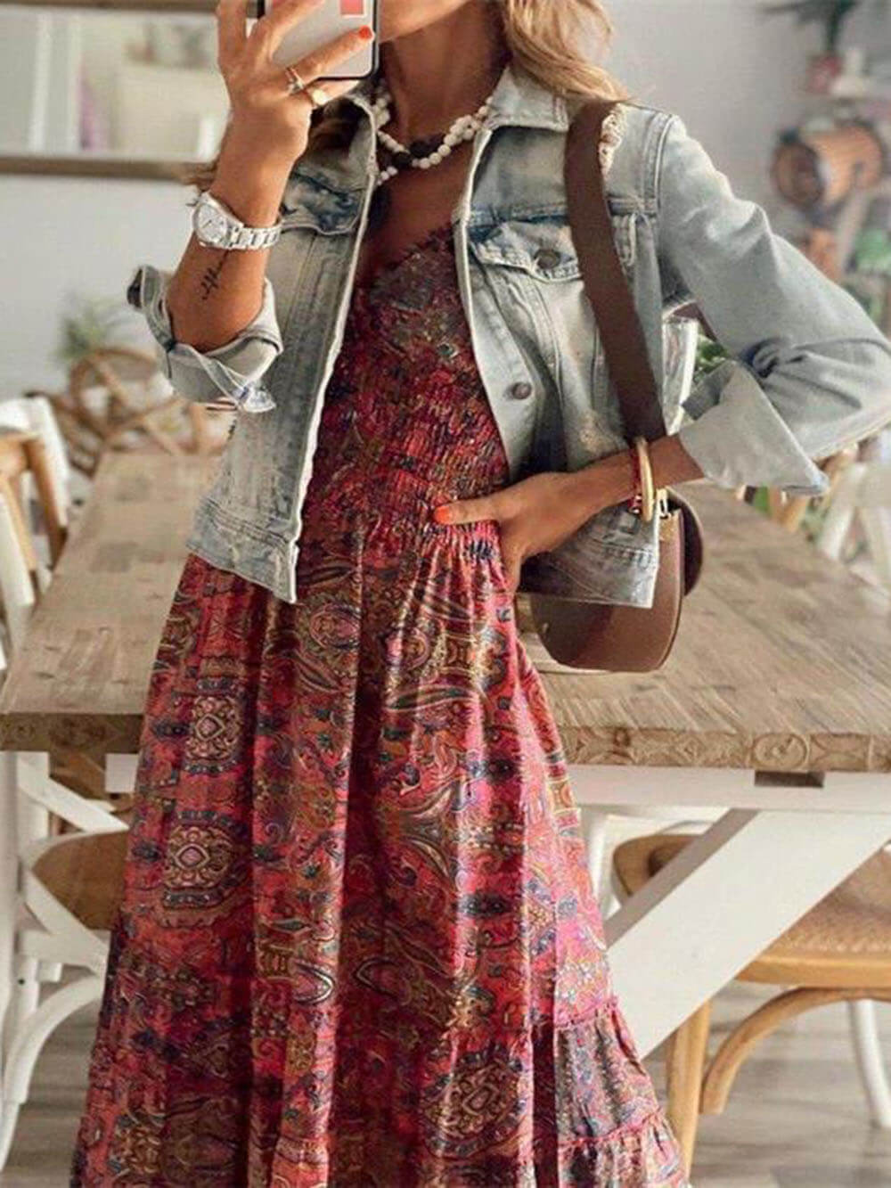 Jasmijn | Maxi Jurk met V-hals en Print