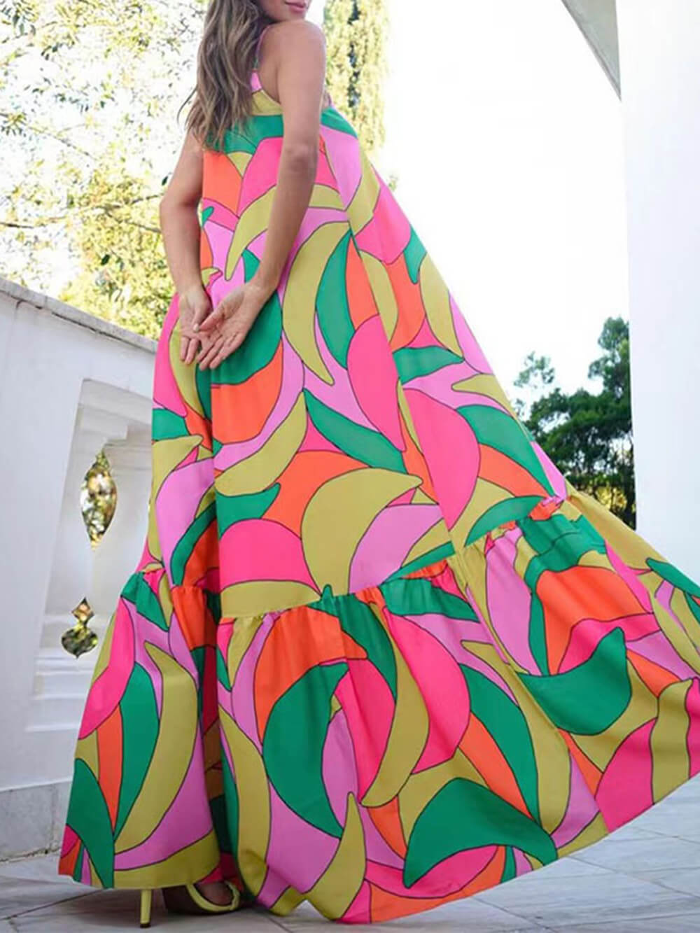 Sterre | Maxi Jurk met Abstracte Print