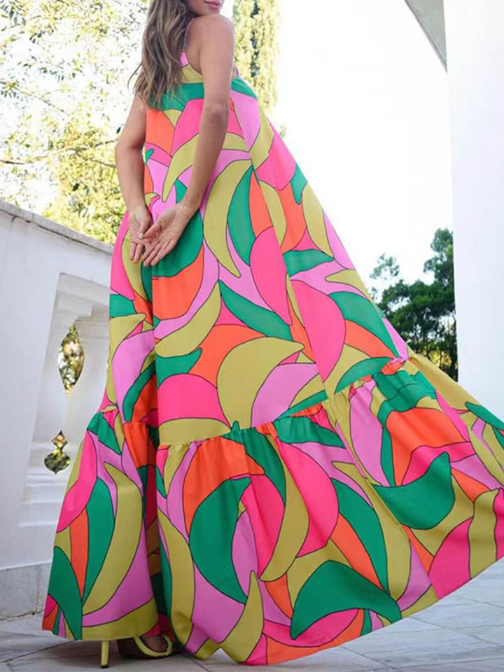 Sterre | Maxi Jurk met Abstracte Print