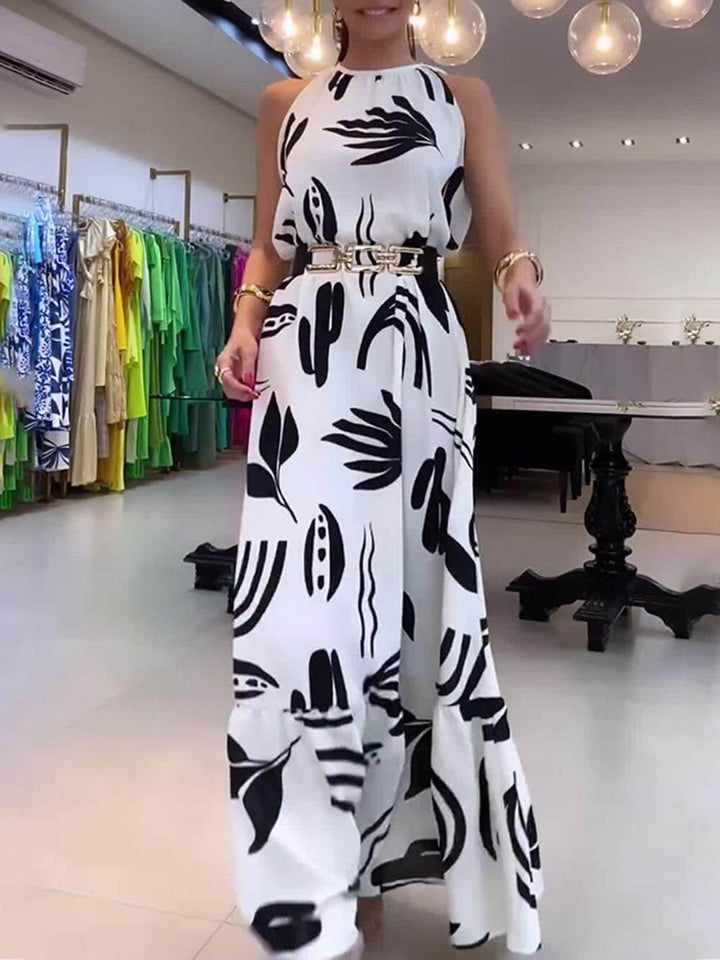 Isabeau | Maxi Jurk met Abstracte Print