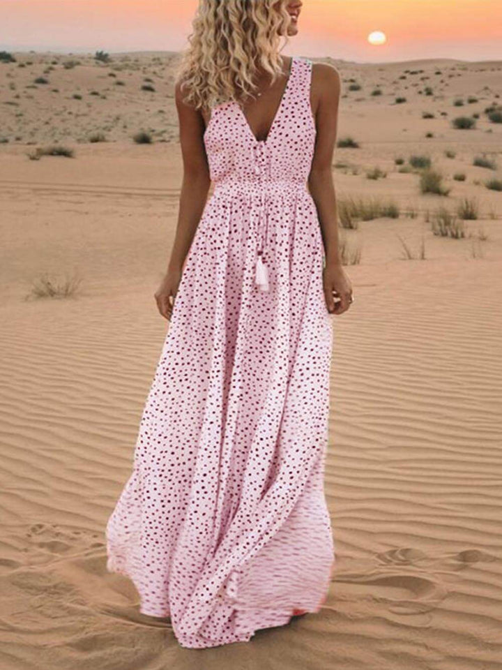 Yara | Gestippelde Boho Maxi Jurk