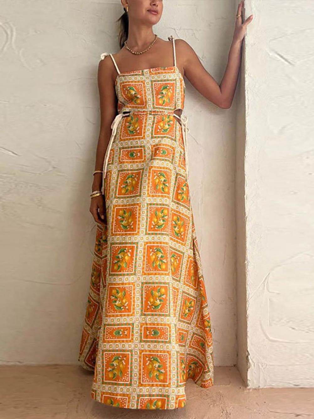 Elin | Maxi Jurk met Artistieke Print