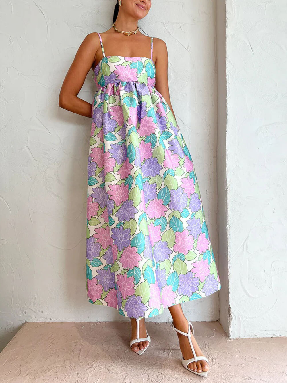 Eline | Midi Jurk met Bloemenprint