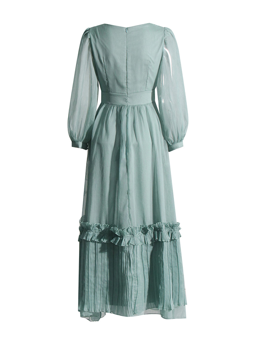 Alizée | Maxi Jurk met Ruffles en Geplooide Rok