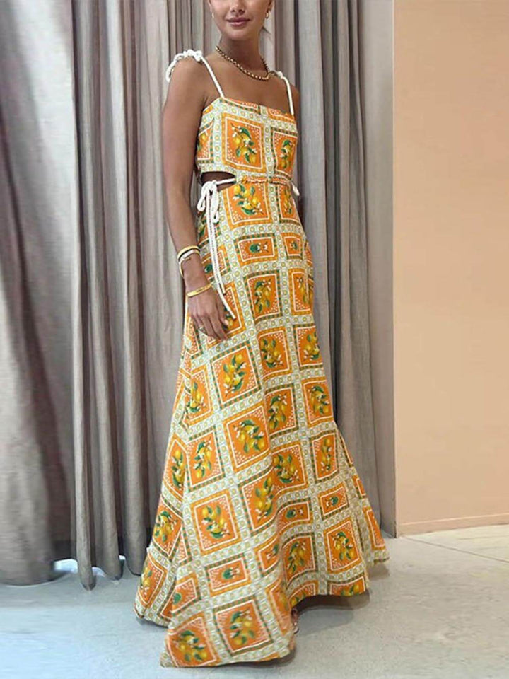 Elin | Maxi Jurk met Artistieke Print