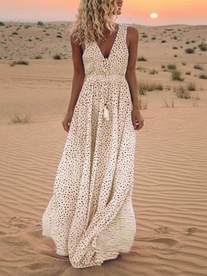 Yara | Gestippelde Boho Maxi Jurk