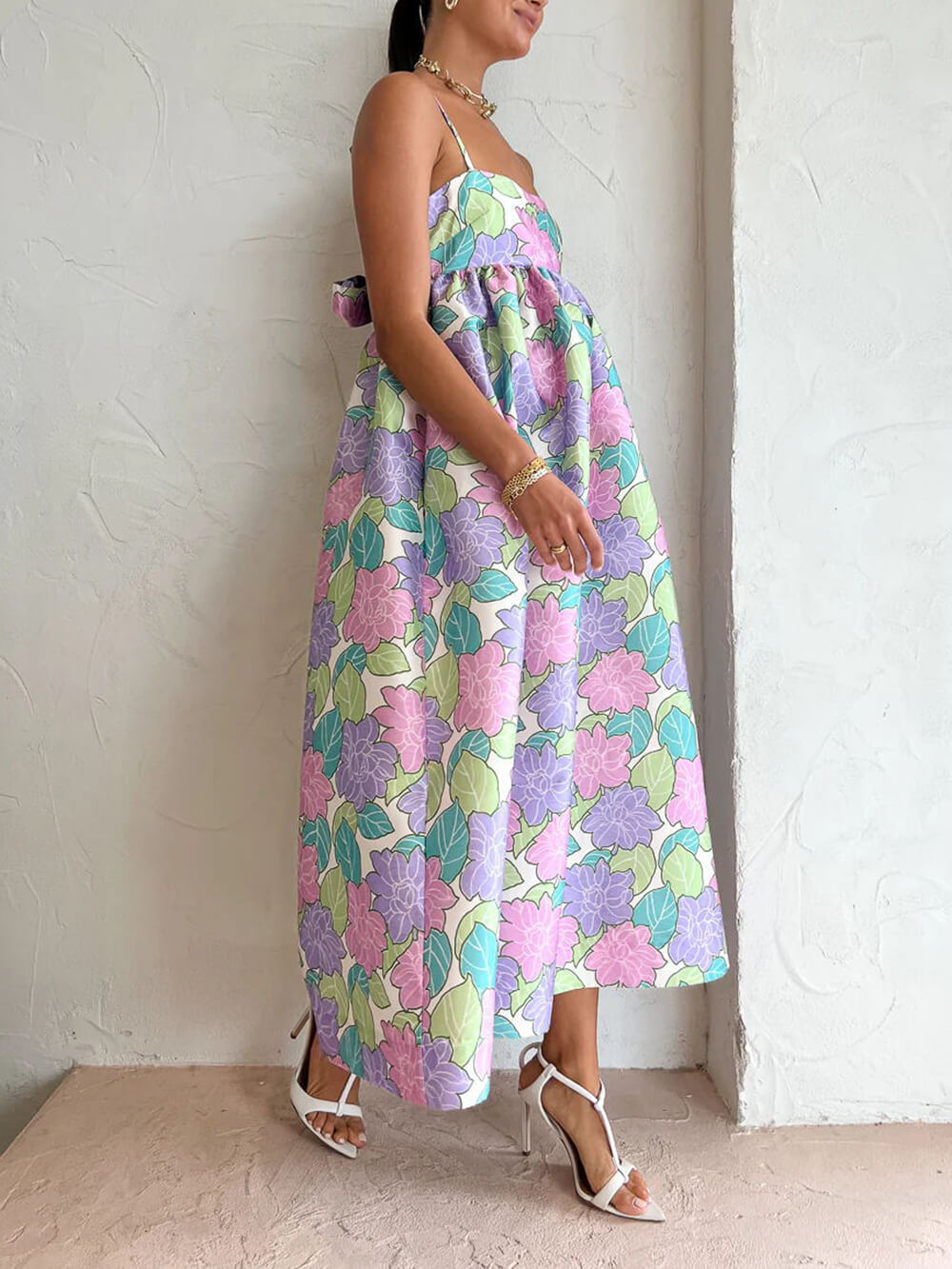 Eline | Midi Jurk met Bloemenprint