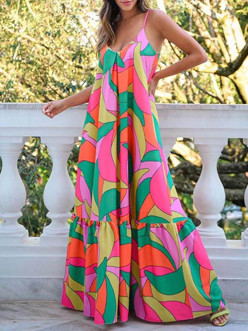 Sterre | Maxi Jurk met Abstracte Print
