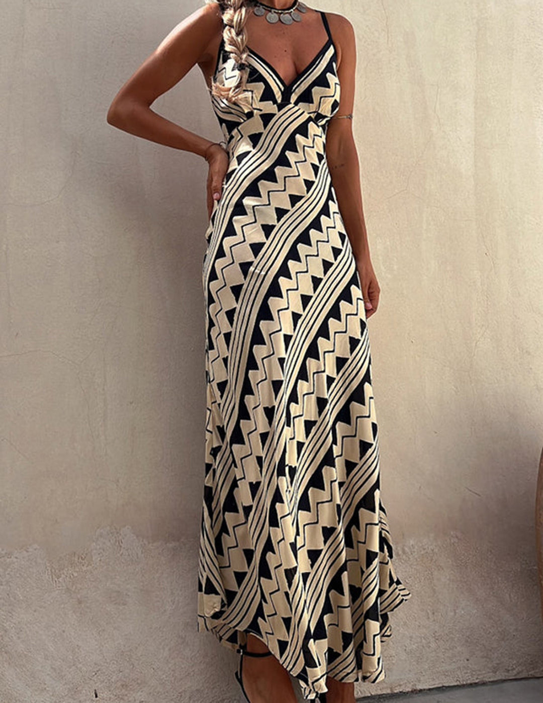 Isabella | Geometrische Maxi Jurk
