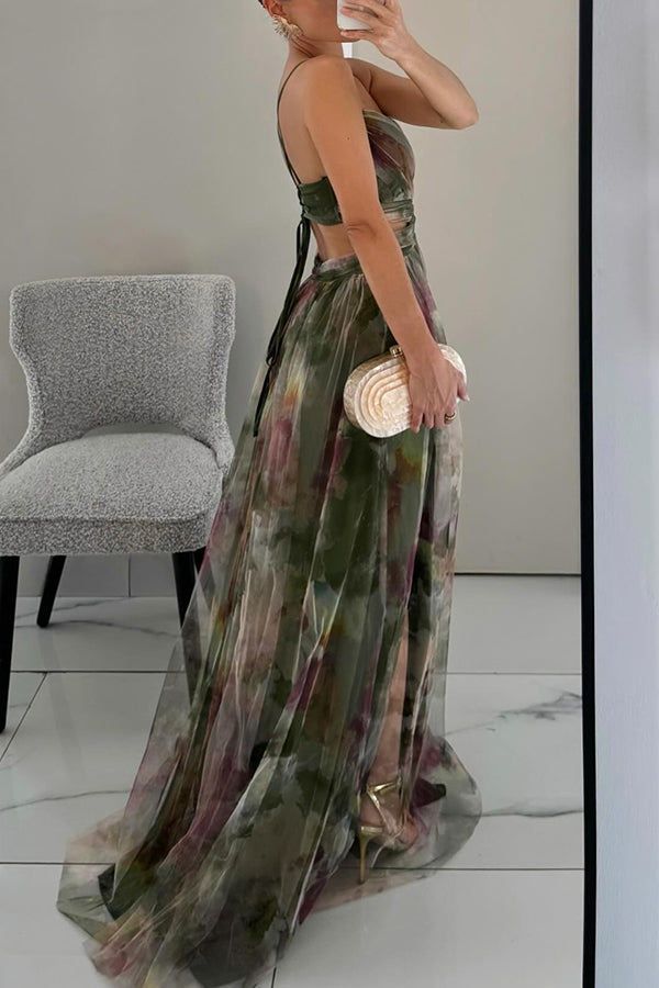 Valeria | Luxe Maxi Jurk met Abstracte Print