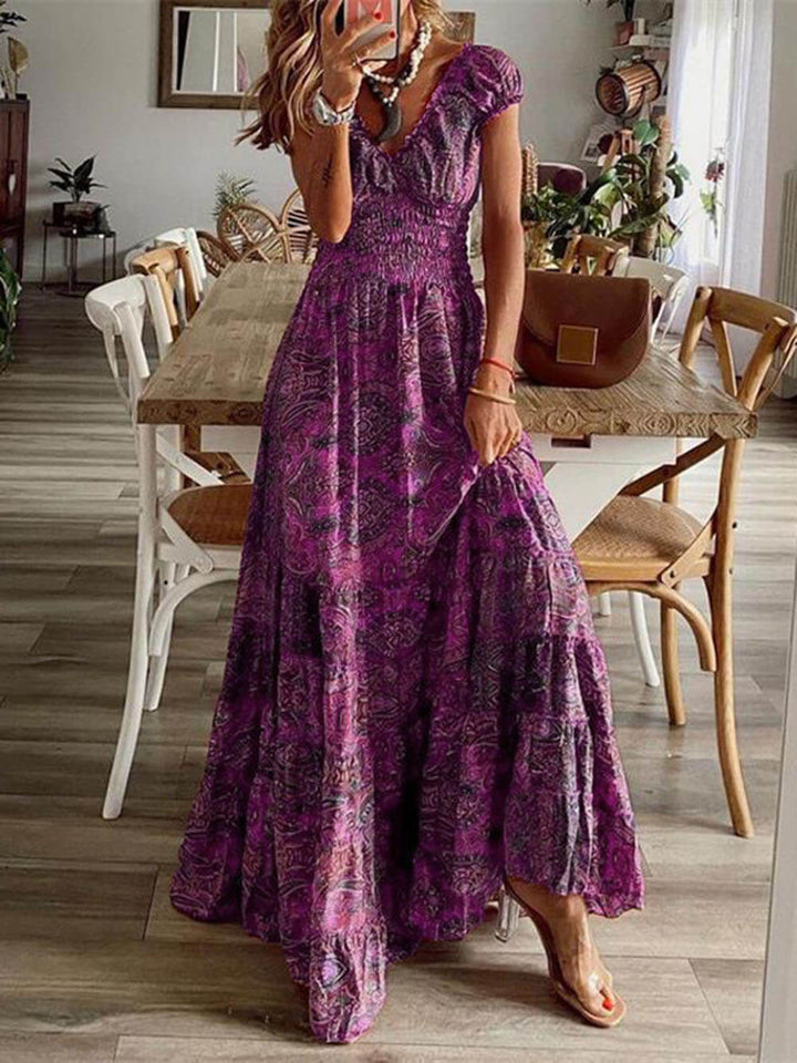 Jasmijn | Maxi Jurk met V-hals en Print