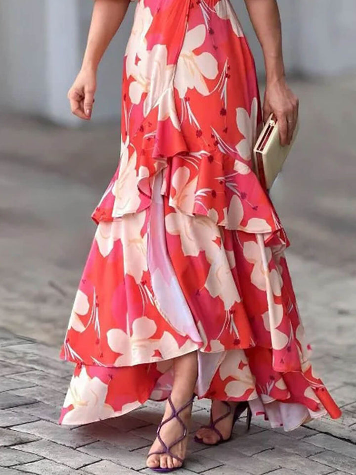 Livia | Bloemenprint Ruffle Maxi Jurk