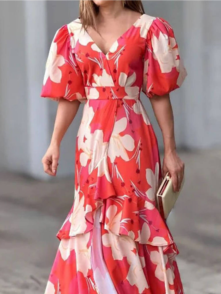 Livia | Bloemenprint Ruffle Maxi Jurk