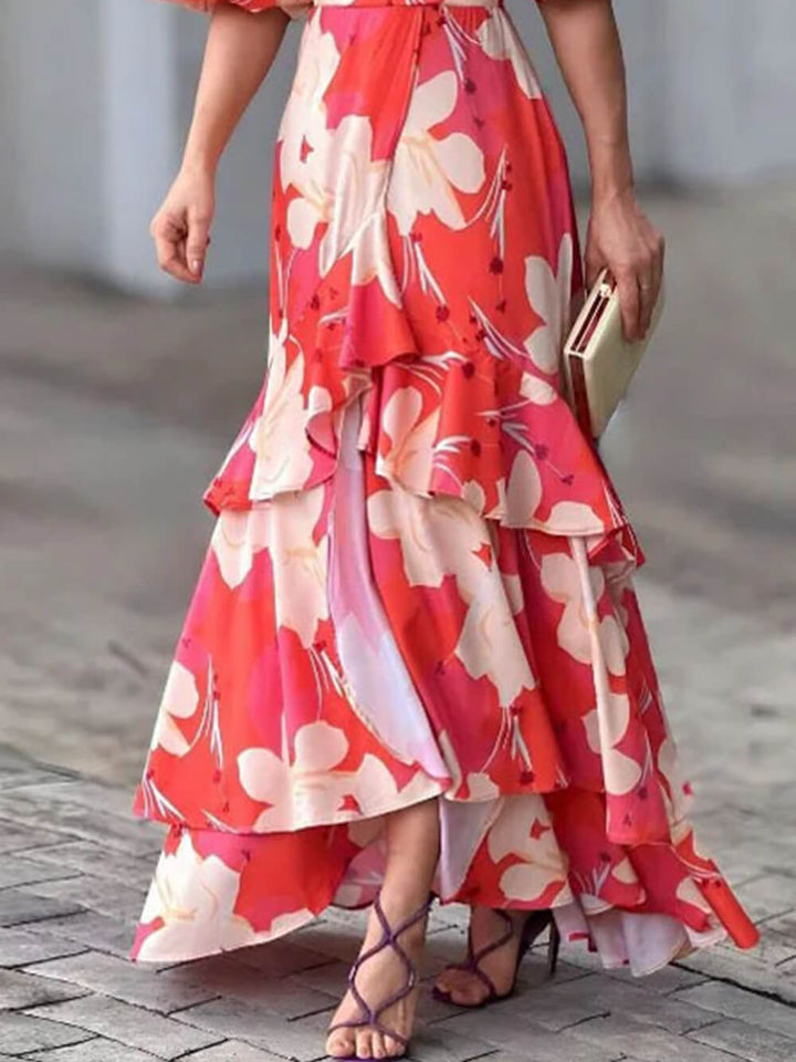Livia | Bloemenprint Ruffle Maxi Jurk