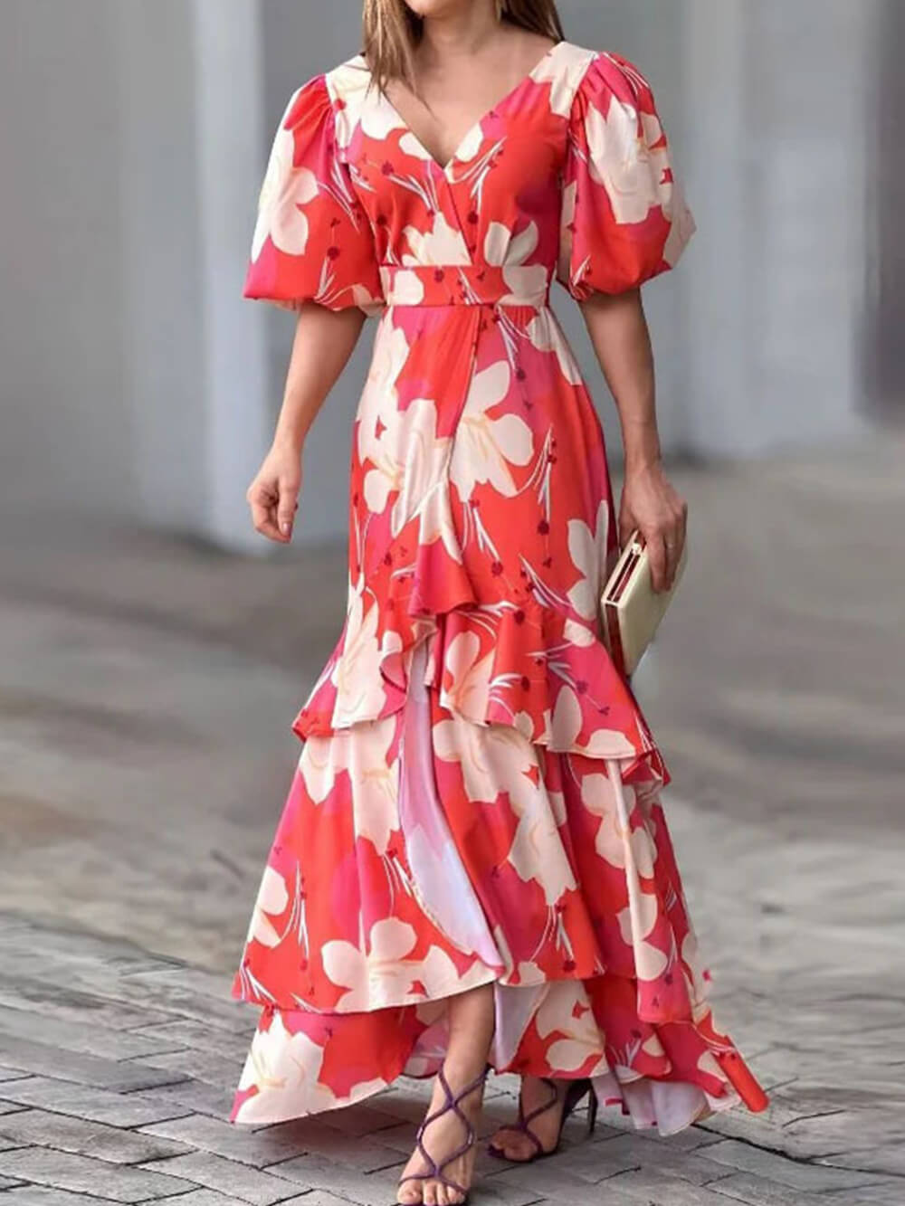 Livia | Bloemenprint Ruffle Maxi Jurk