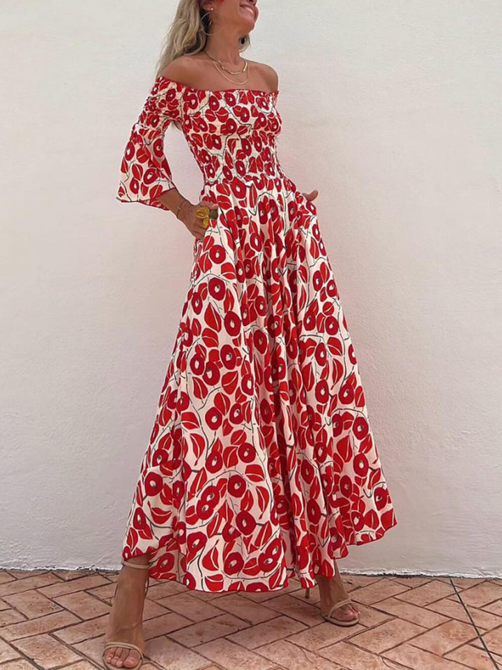 Lieve | Off Shoulder Jurk met Print