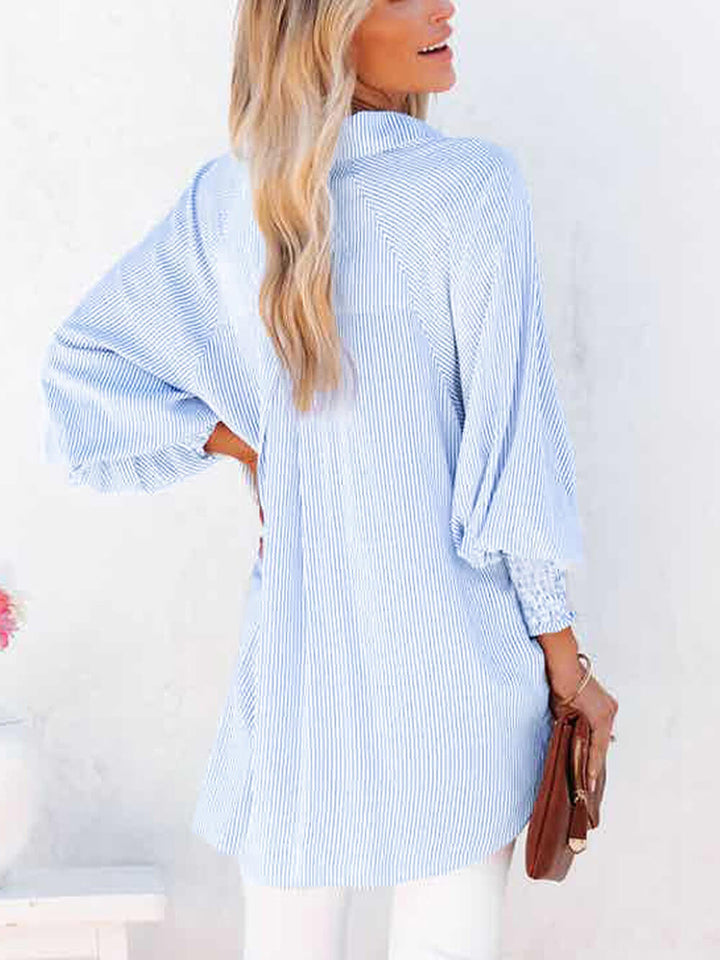 Ayana | Blouse met Strepen en Smock Manchet