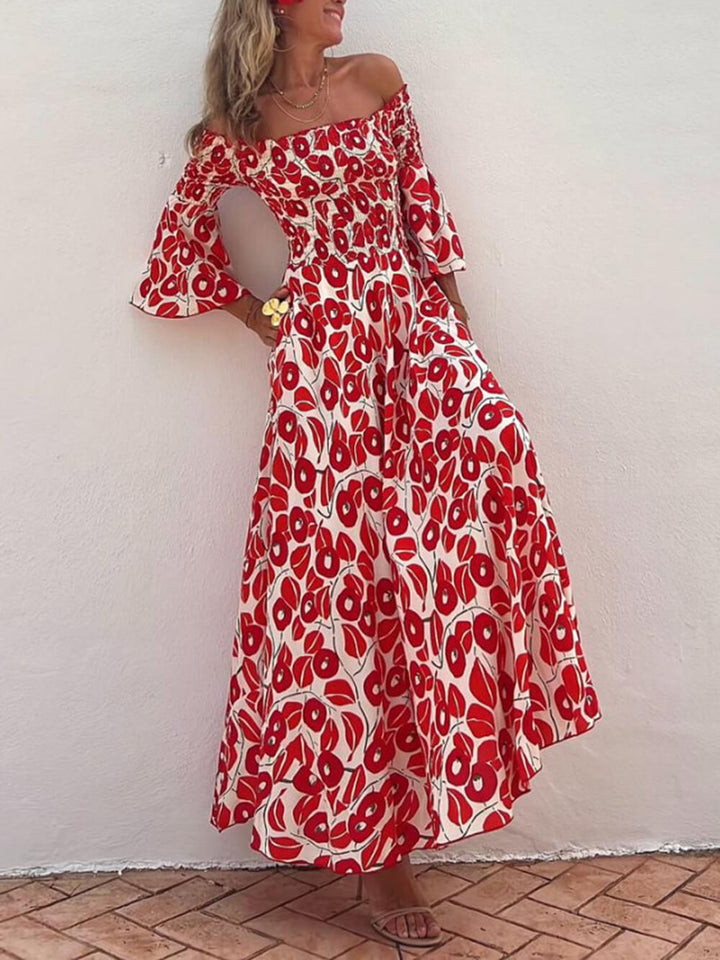 Lieve | Off Shoulder Jurk met Print