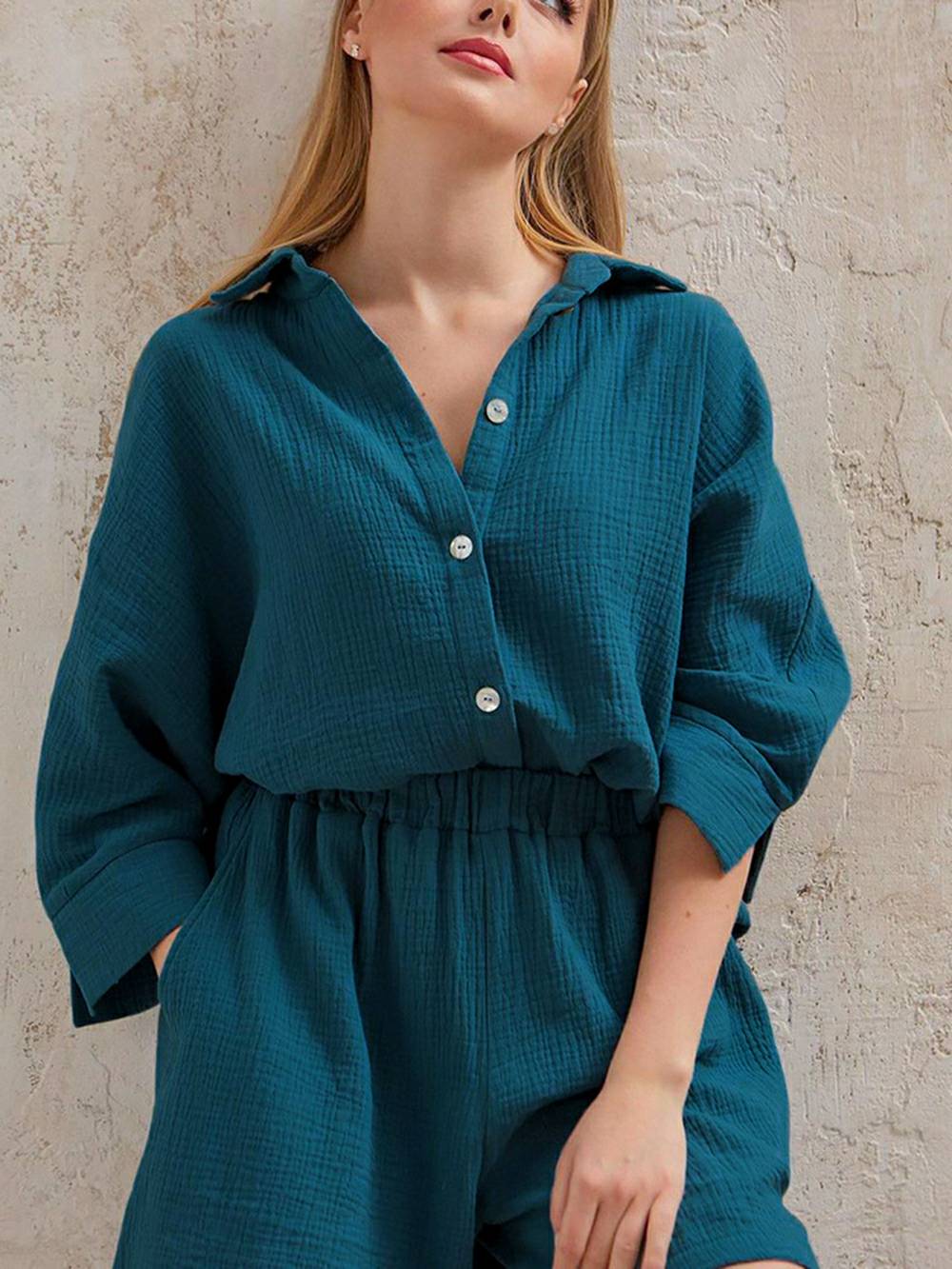 Adela | Zomerset met Blouse en Short in Luchtige Structuur