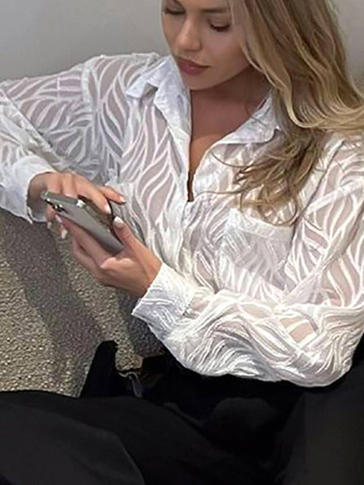 Aimée | Transparante Blouse met Structuur en Elegante Fit
