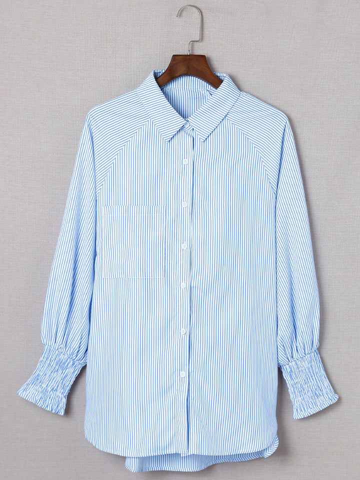 Ayana | Blouse met Strepen en Smock Manchet