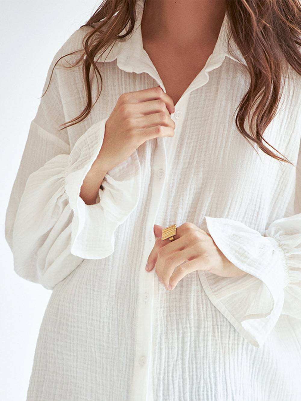 Aiyana | Luchtige Blouse met Structuur en Strikdetail