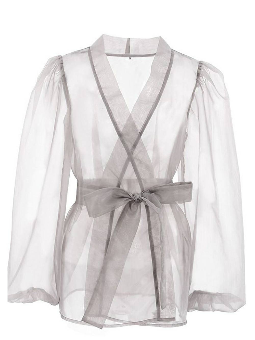 Adina | Blouse met Organza Look en Strikdetail