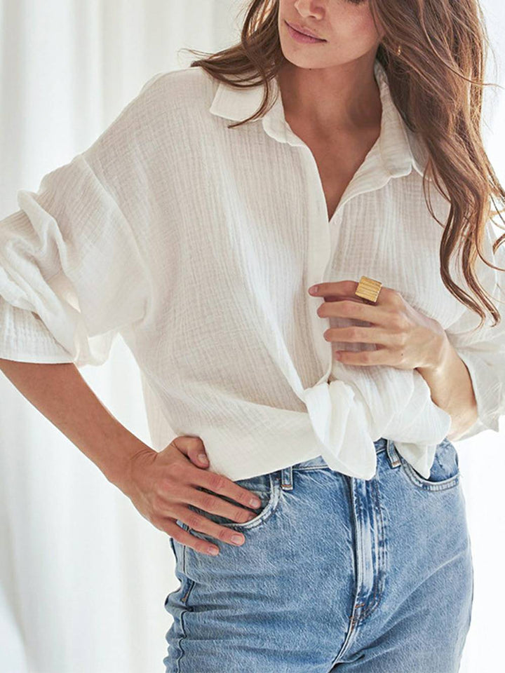 Aiyana | Luchtige Blouse met Structuur en Strikdetail