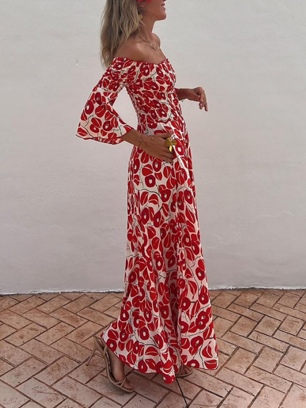 Lieve | Off Shoulder Jurk met Print