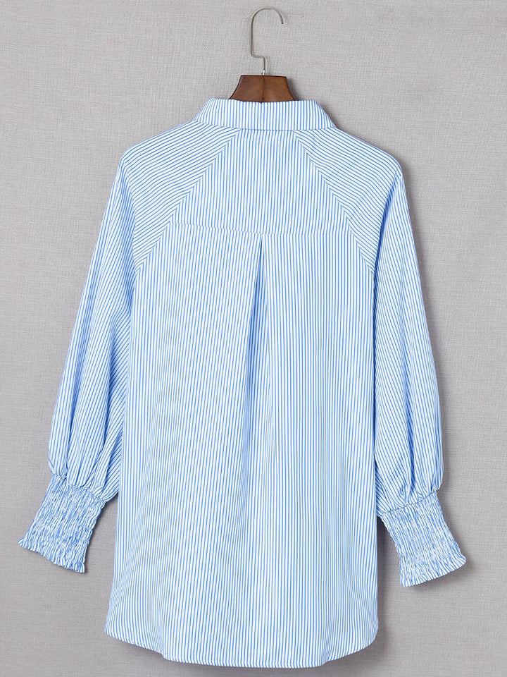 Ayana | Blouse met Strepen en Smock Manchet