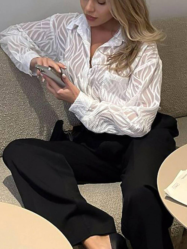 Aimée | Transparante Blouse met Structuur en Elegante Fit