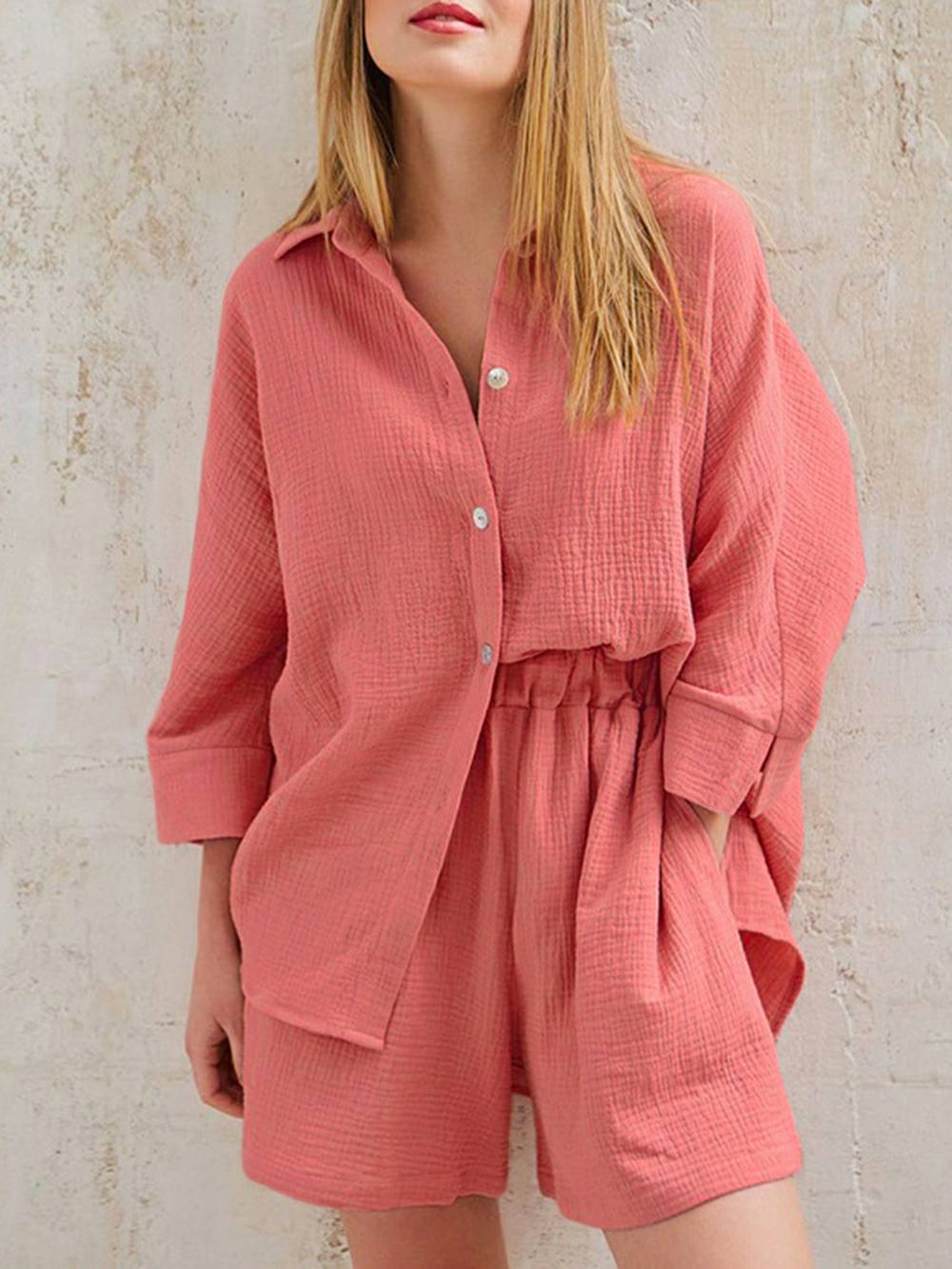 Adela | Zomerset met Blouse en Short in Luchtige Structuur
