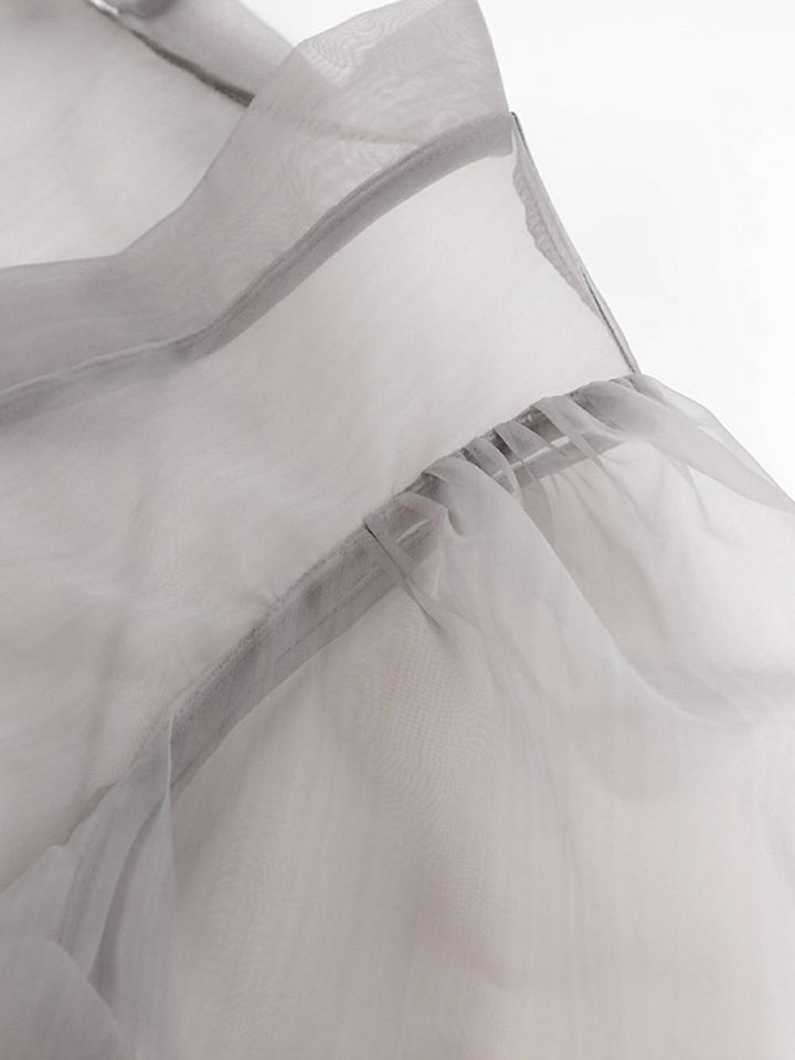Adina | Blouse met Organza Look en Strikdetail