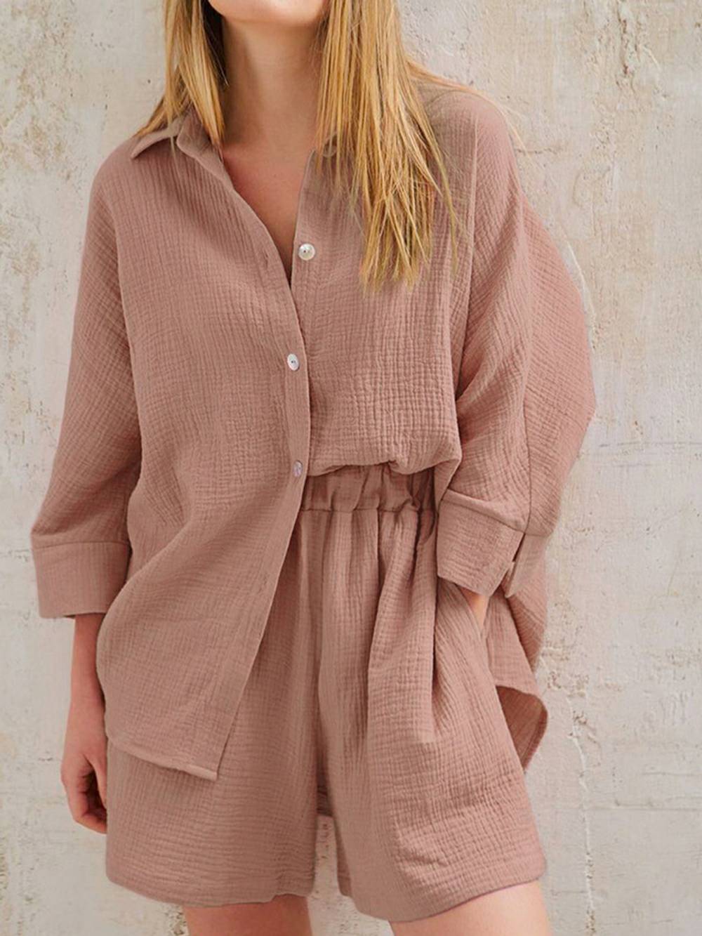 Adela | Zomerset met Blouse en Short in Luchtige Structuur