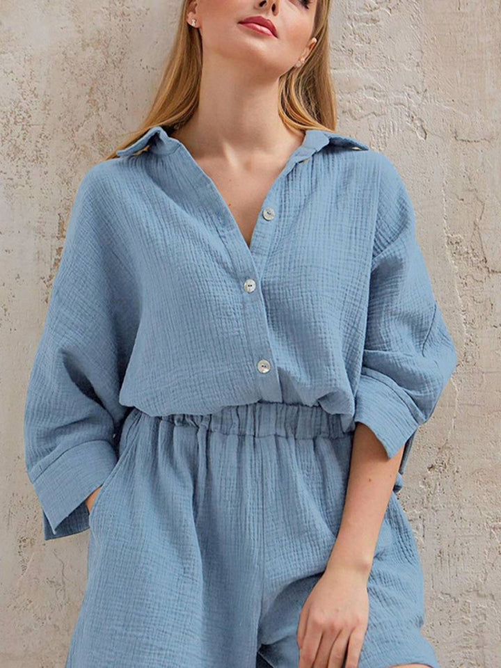 Adela | Zomerset met Blouse en Short in Luchtige Structuur