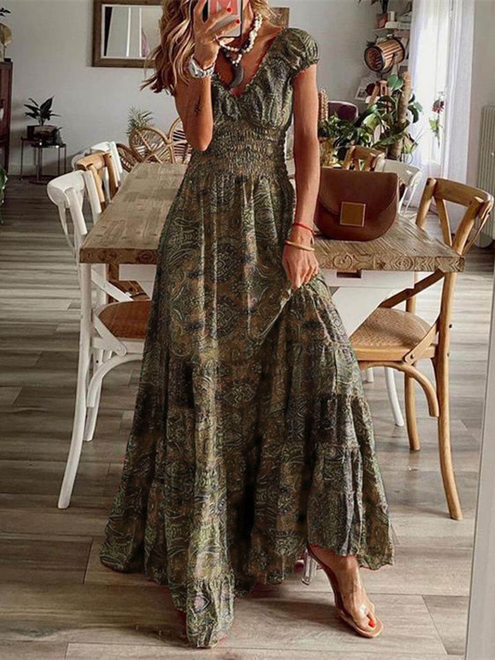 Jasmijn | Maxi Jurk met V-hals en Print