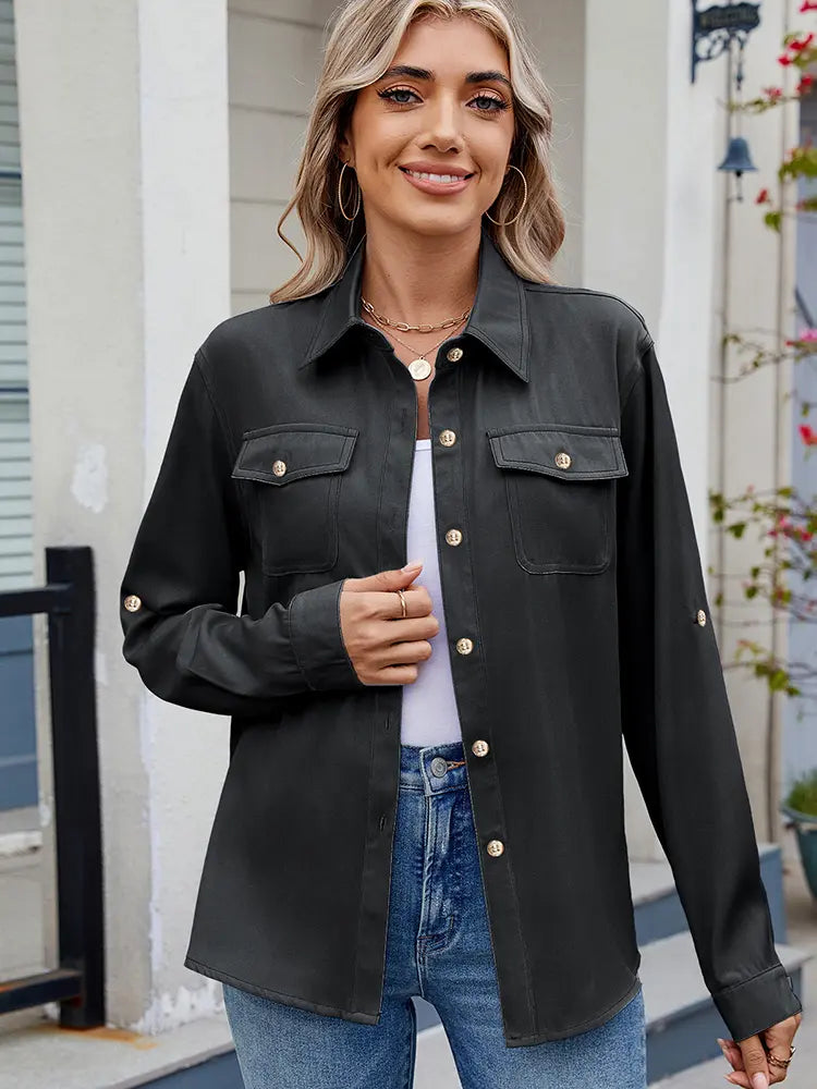 Iris | Blouse met Strikdetail en Utility Zakken