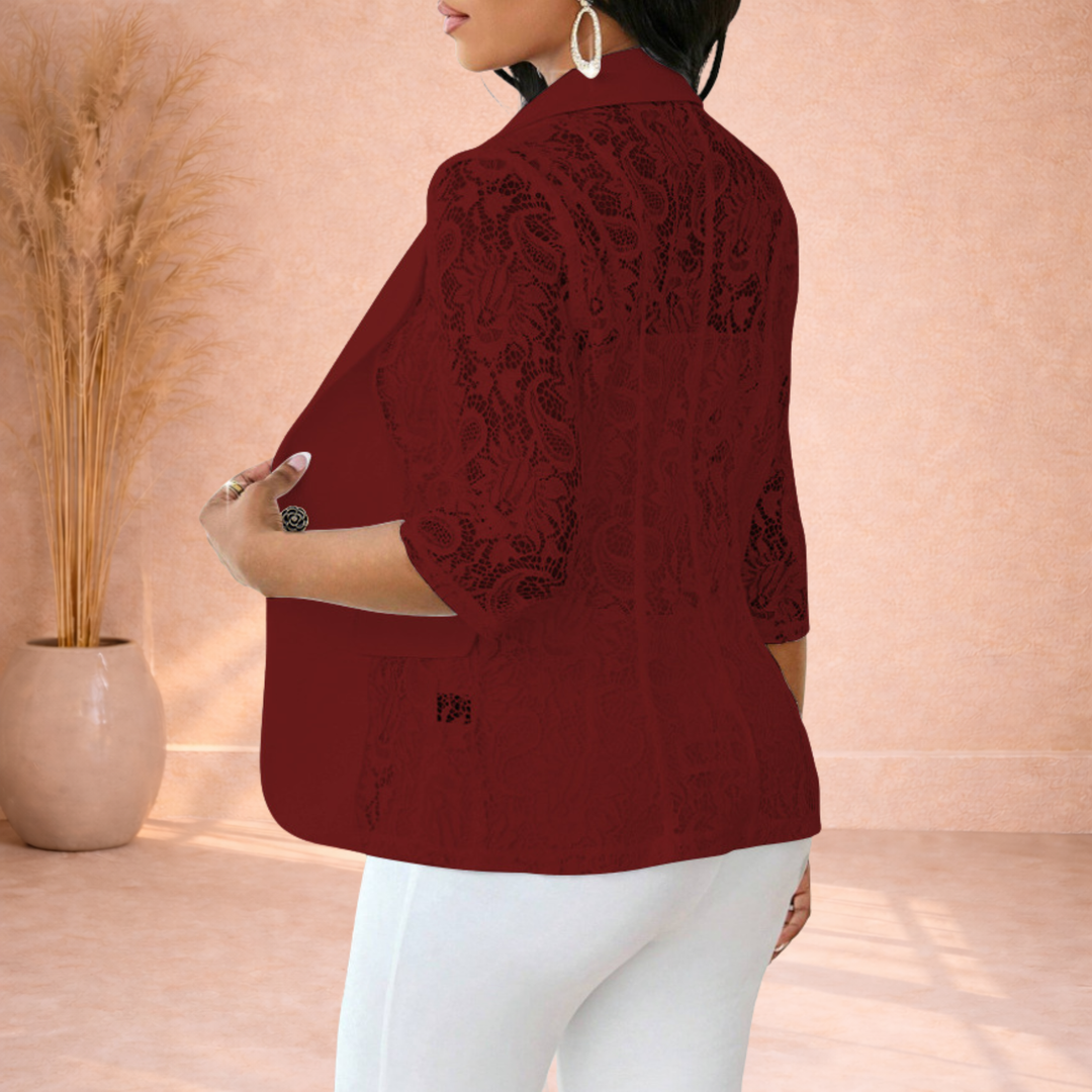 Avery | Blazer met Kantdetails en 3/4 Mouwen
