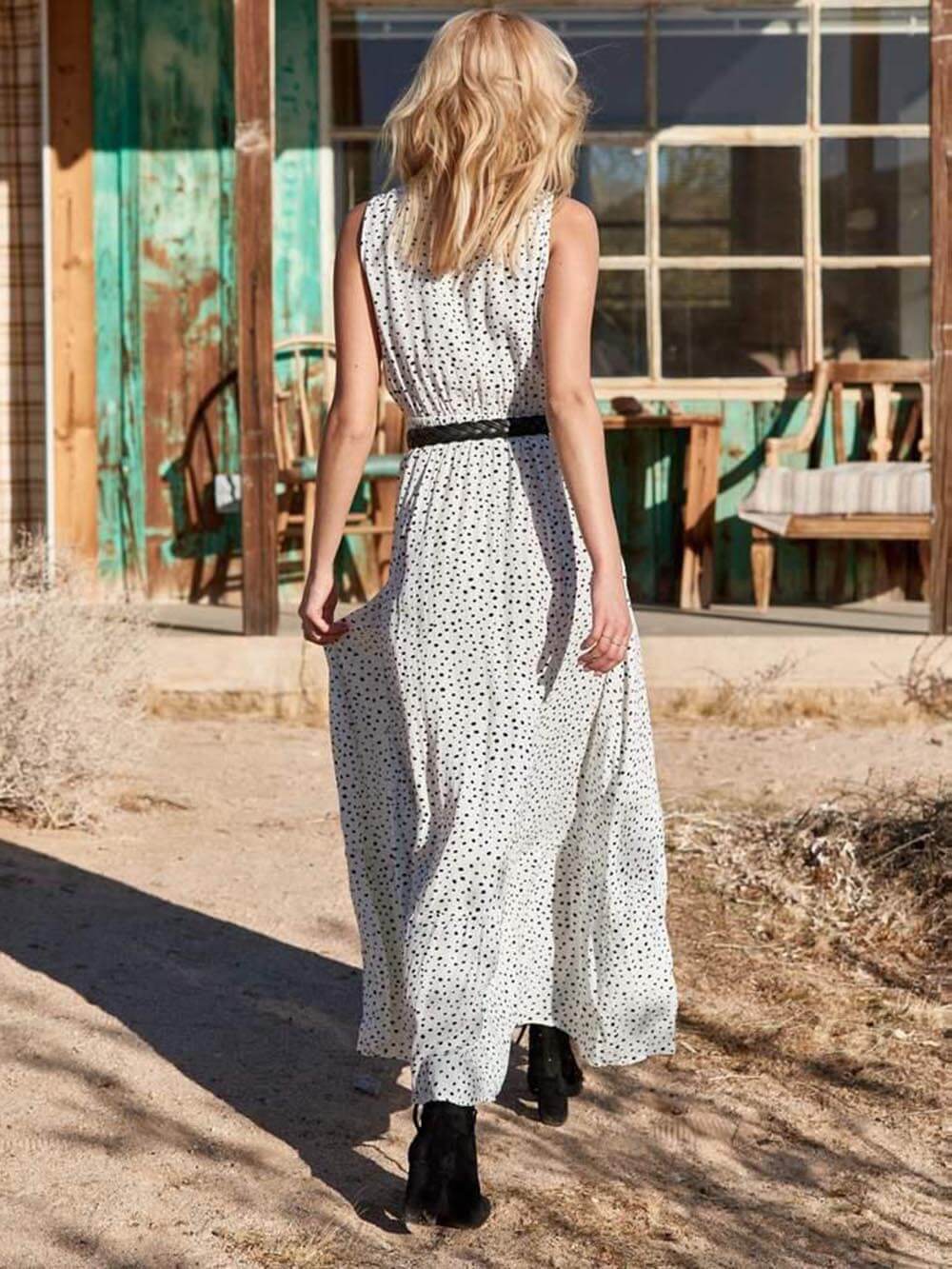 Yara | Gestippelde Boho Maxi Jurk