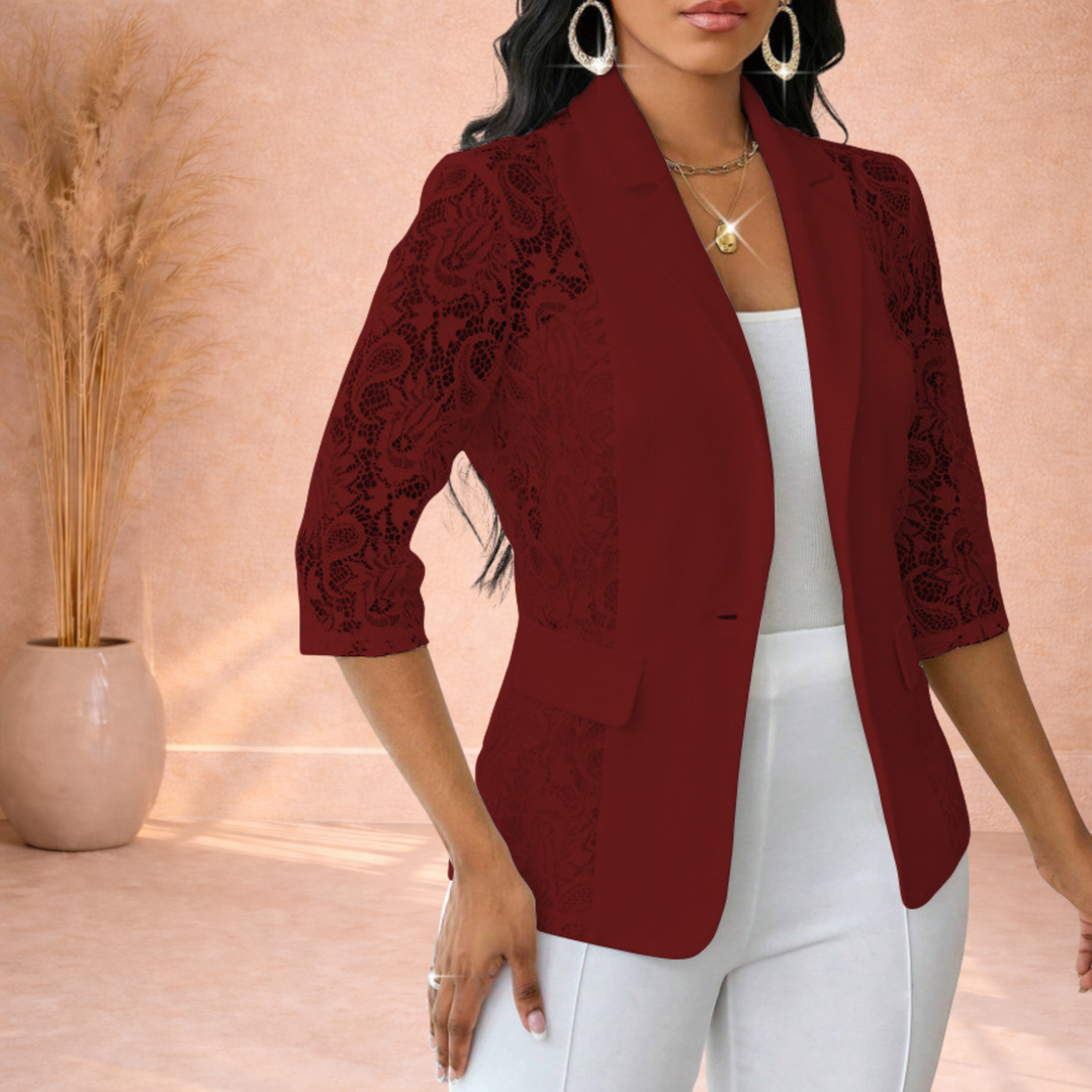 Avery | Blazer met Kantdetails en 3/4 Mouwen