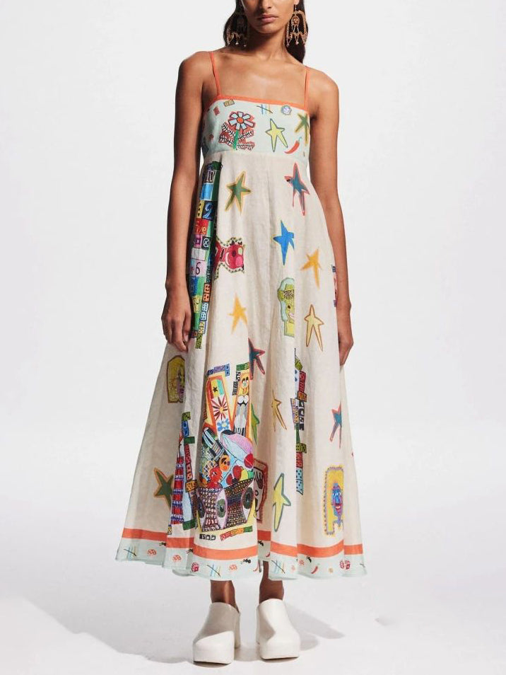 Milou | Maxi Jurk met Artistieke Print