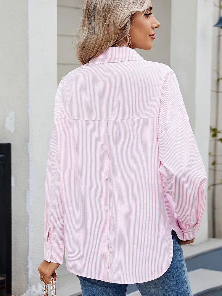Lotte | Blouse met Fijne Strepen en Relaxte Fit