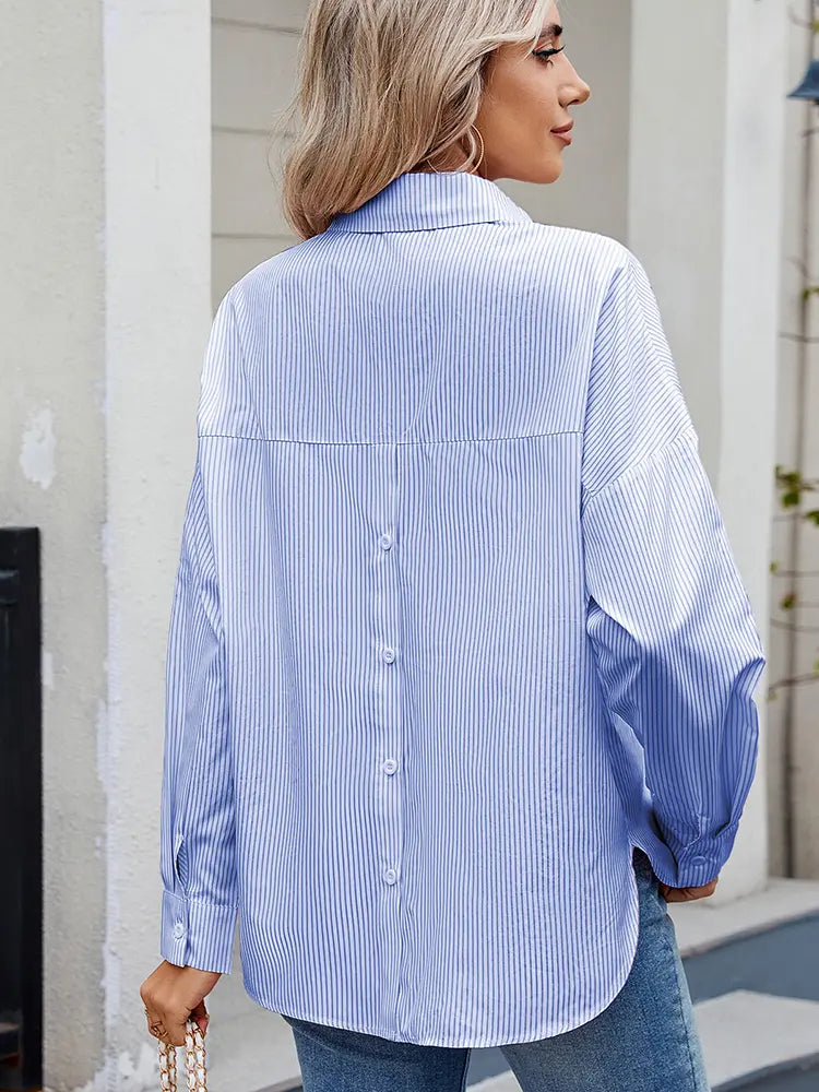 Lotte | Blouse met Fijne Strepen en Relaxte Fit