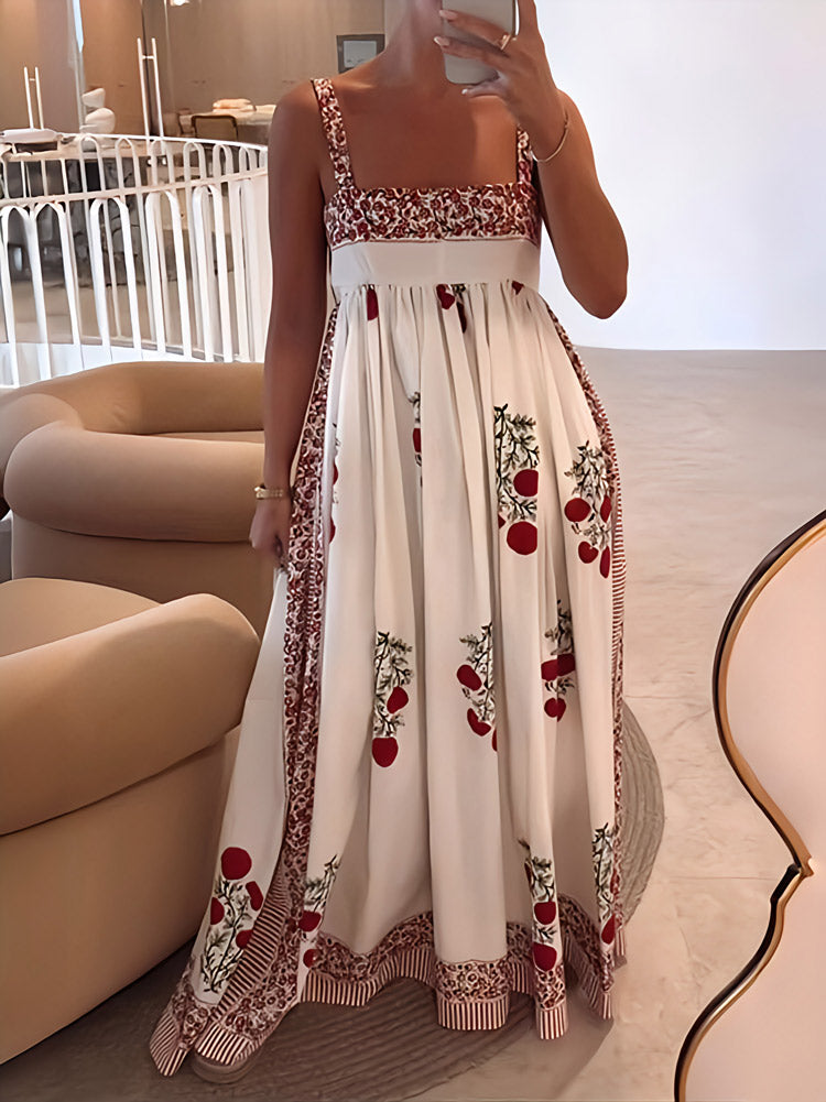Fleurine | Maxi Jurk met Print en Volle Rok