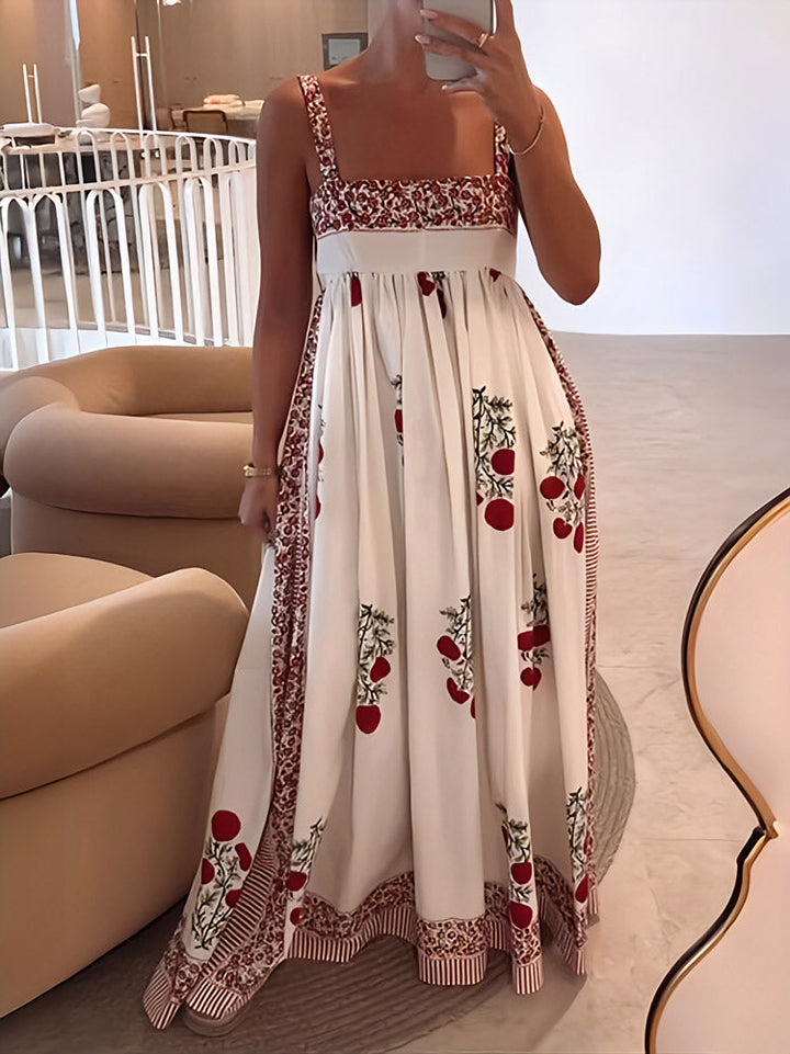 Fleurine | Maxi Jurk met Print en Volle Rok