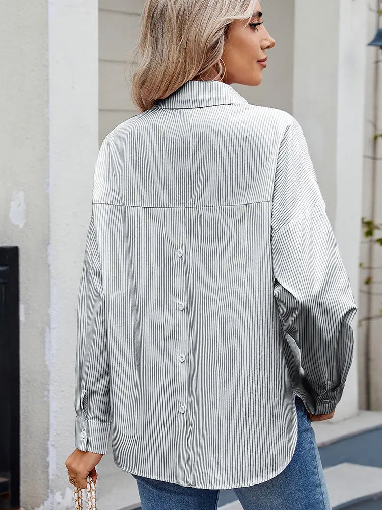 Lotte | Blouse met Fijne Strepen en Relaxte Fit