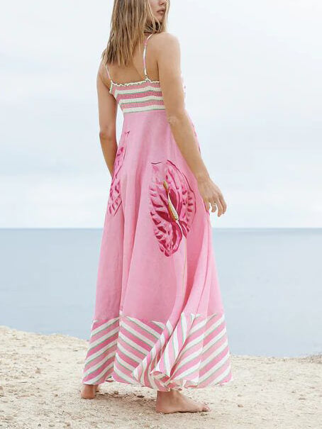 Fenna | Maxi Jurk met Strepen en Print